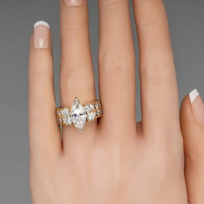 Exquisite 18K Gold Marquise Diamond Rings for Women Engagement Rings Elegant Bri