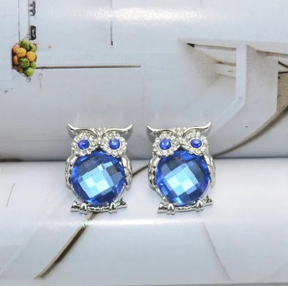 The New Diamond Crystal Animal Stud Earrings Three Color Optional Owl Earrings(4