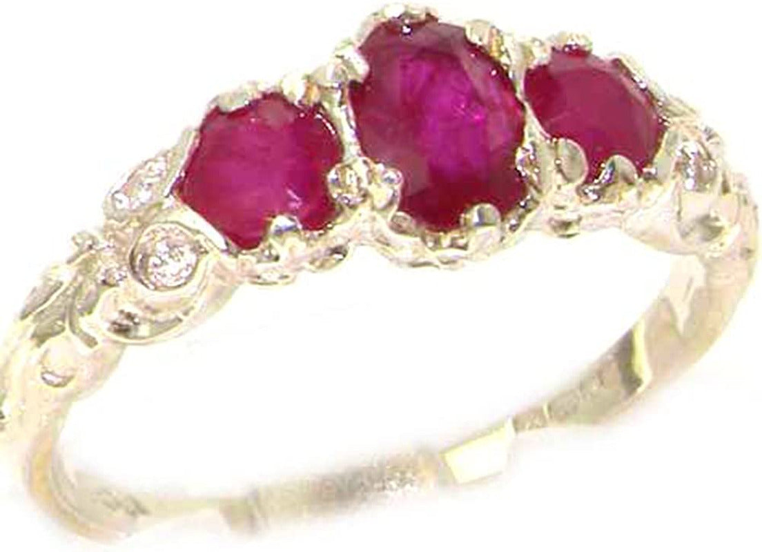 925 Sterling Silver Real Genuine Ruby Womens Band Ring