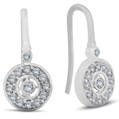 1/3Ct Pave Diamond Vintage Halo Earrings 10K White Gold 1/2" Tall