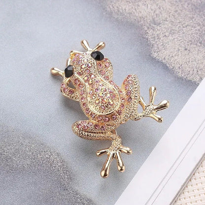 Personality Cute Frog Diamond Brooch Pin