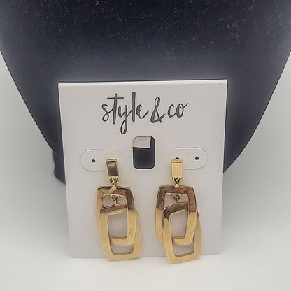 Style and Co Hammered Orbital Drop Earrings: Gold