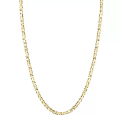 Hollow Box Link Necklace 24, 2.5Mm in 14K Yellow Gold