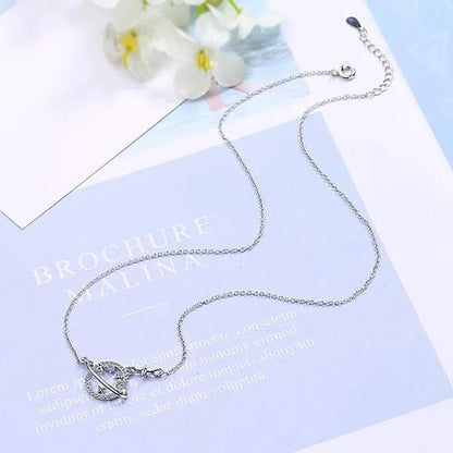 Women Fashion Diamond Hollow Planet Zircon Necklace Clavicle Chain