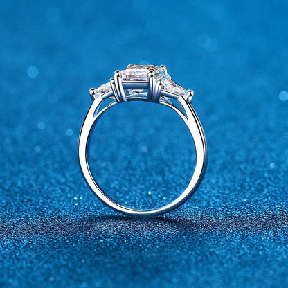Emerald Cut Moissanite 3 Stone Ring 3 Carat Certified Moissanite Diamond Wedding