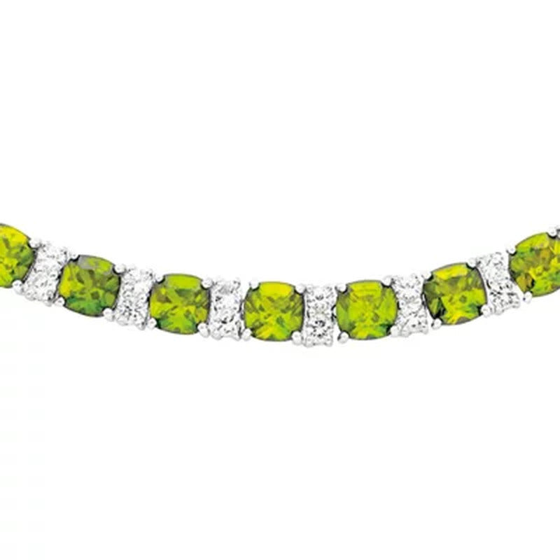 Sterling Silver Peridot and White Sapphire Necklace