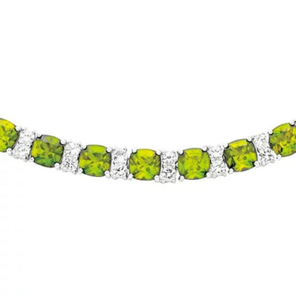 Sterling Silver Peridot and White Sapphire Necklace