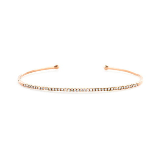 14K Rose Gold 0.28 Carat T.W. Classic round Natural Diamond Bangle Cuff Bracelet