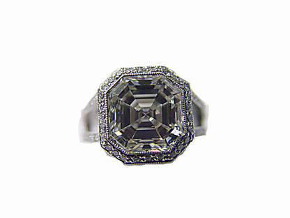 EGL CERTIFIED H COLOR VS2 CLARITY DIAMOND ASSCHER SHAPE CENTER ENGAGEMENT RING