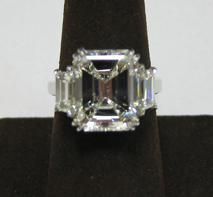 GIA Certified Emerald Shape Diamond J VS1 VG Excellent trapezoid engagement ring