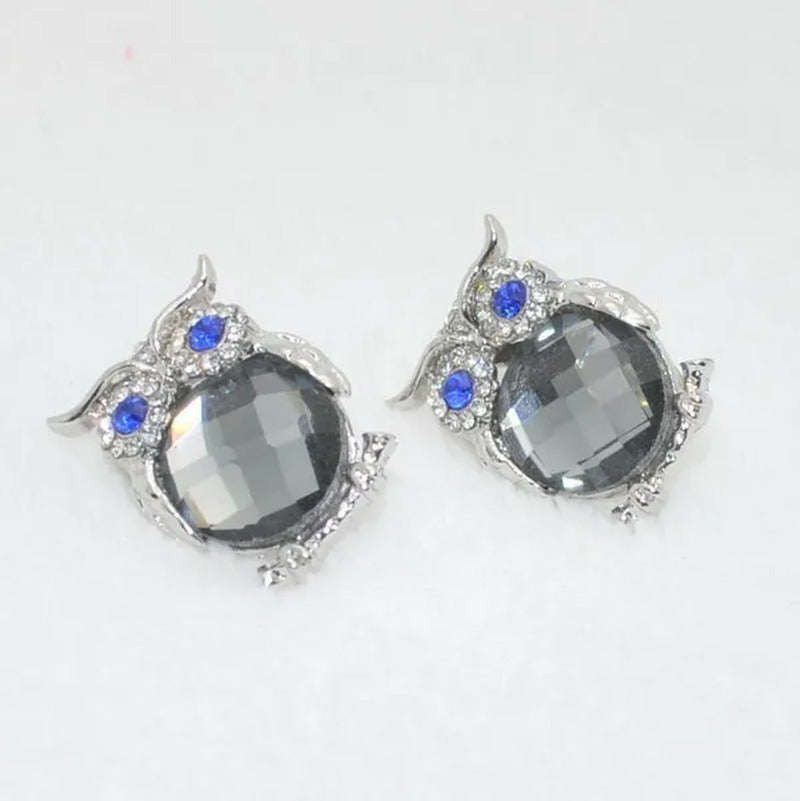 The New Diamond Crystal Animal Stud Earrings Three Color Optional Owl Earrings(4