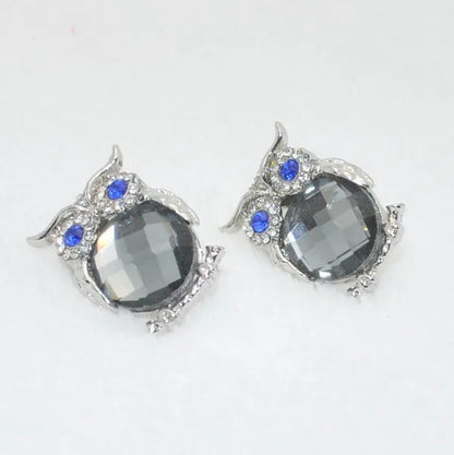 The New Diamond Crystal Animal Stud Earrings Three Color Optional Owl Earrings(4