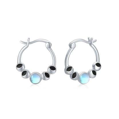 Moonstone Moon Phase Hoop Earrings