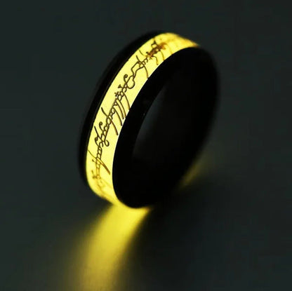 New Stainless Steel Glow in the Dark Lord of Ring for Men Blue Yellow Luminous W