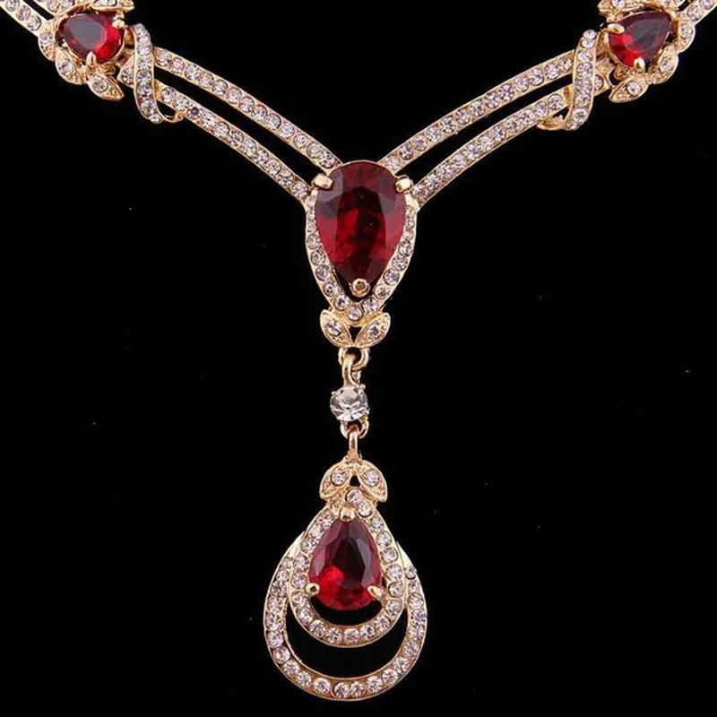 HOT Sale RED Garnet Ruby Topaz 18K Yellow/White Gold Plated Crystal Water Drop N