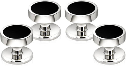 Onyx Cufflinks and Studs Set Formal Black Silver Groomsmen Groom Wedding Gift Cu