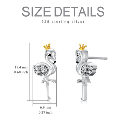 Flamingo Earrings 925 Sterling Silver Flamingo Jewelry Stud Earrings Gifts for W