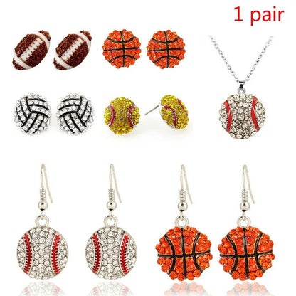 Sports Theme Diamond Zinc Alloy Earrings / Drop Earrings / Necklace