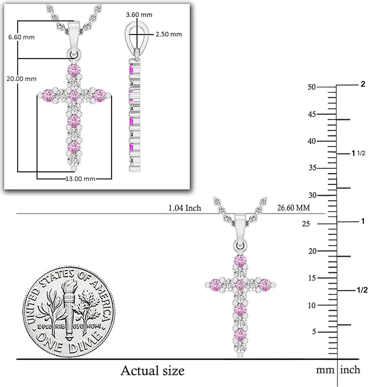 Alternate round Diamond or Gemstone Crucifix Religious Cross Pendant for Ladies