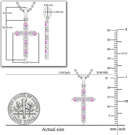 Alternate round Diamond or Gemstone Crucifix Religious Cross Pendant for Ladies