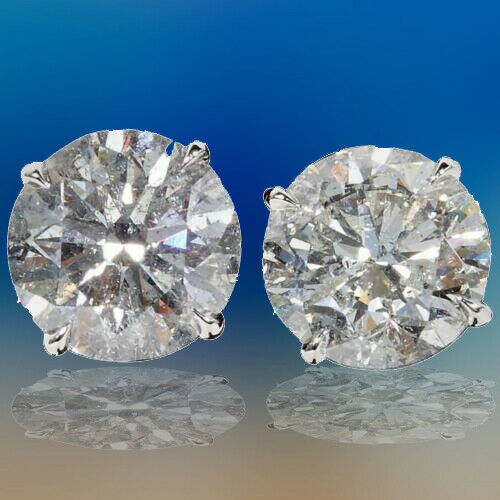 5 Carat Each Round Diamond Stud Earring 10.10 carats of diamonds F color SI3 14k