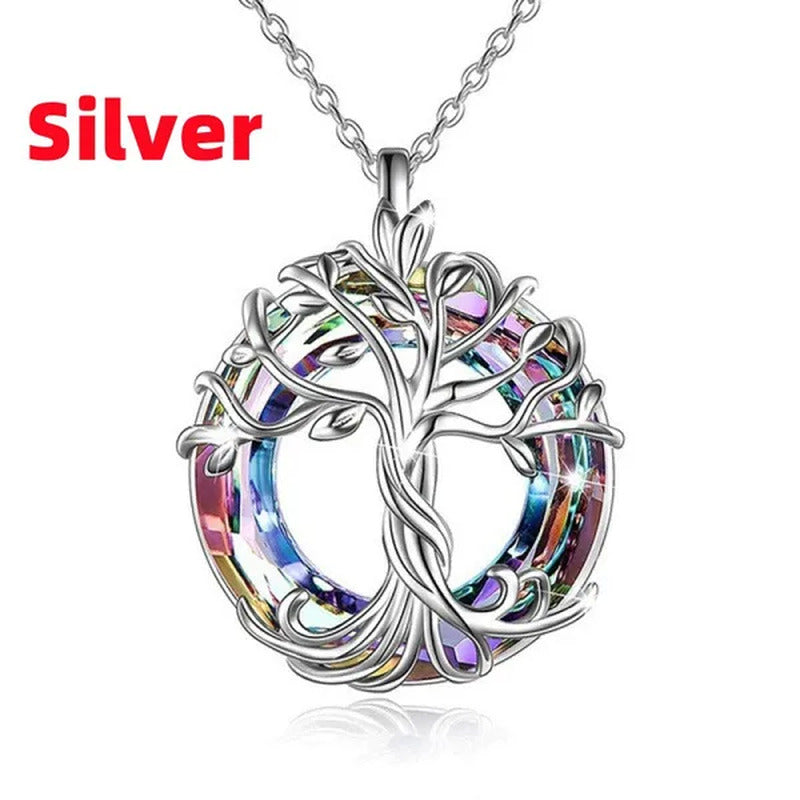 European and American Fashion Women Celtic Life Tree Crystal Pendant Necklace 92