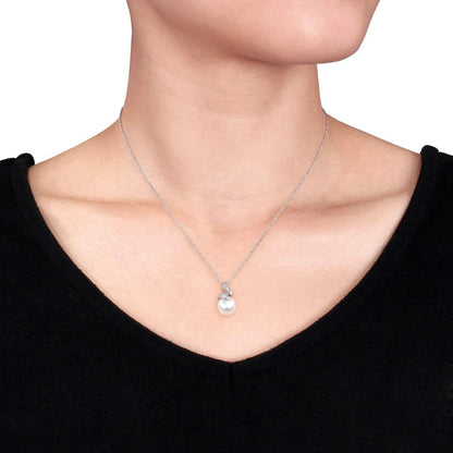 9.5-10Mm South Sea Cultured Pearl and 1/10 Carat T.W. Diamond 14Kt White Gold Dr