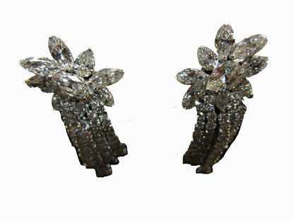 DIAMOND EARRING SET ROUND MARQUISE PEAR SHAPE BIG STONE DANGLE EARRING