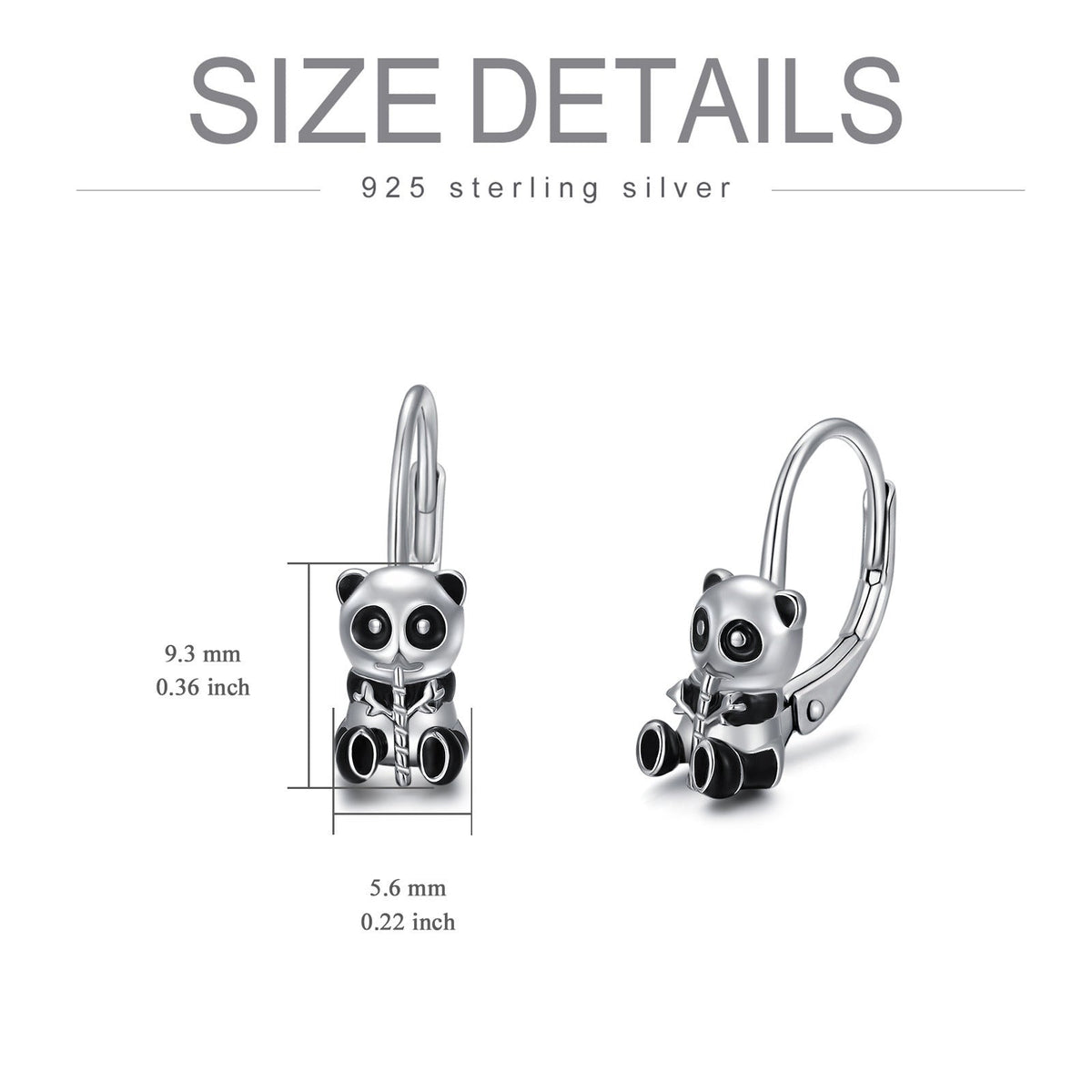 Panda Hoop Earrings 925 Sterling Silver Small Huggie Hoop Animal Earrings for Se