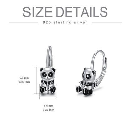 Panda Hoop Earrings 925 Sterling Silver Small Huggie Hoop Animal Earrings for Se