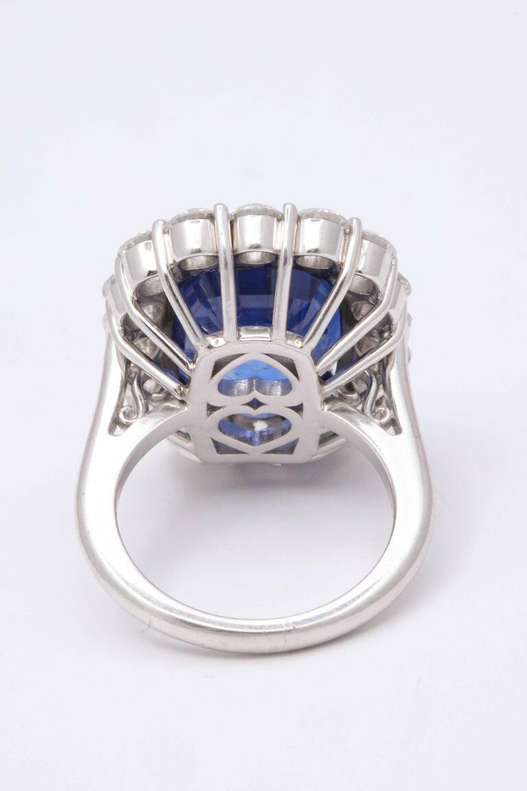 19 Carat Ceylon No Heat Sapphire and Diamond Ring
