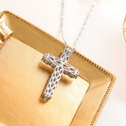 Real 925 Sterling Silver Cross Pendant for Women Natural Opal Tourmaline Mixed