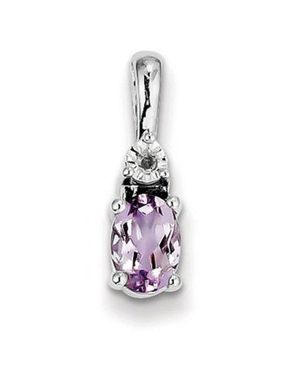 Sterling Silver Diamond & Pink Amethyst Pendant Gem Wt- 0.71Ct