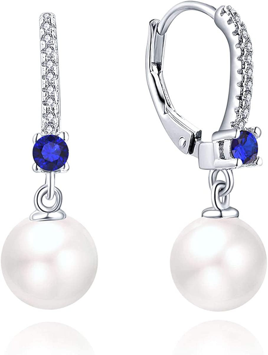 JO WISDOM 925 Sterling Silver Freshwater Pearl Hoop Earrings with Dangle Real Pe