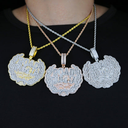 Large Size Letter Road Runna Pendant Full of Diamonds