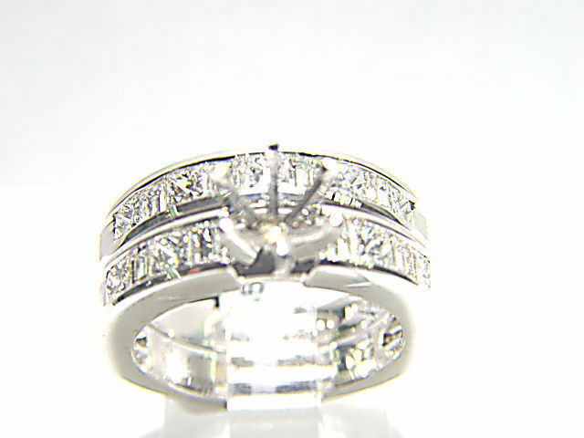 DIAMOND 9 PRINCESS SHAPE 8 BAGUETTE SHAPE ENGAGEMENT SETTING 6 PRONG FOR 7.80 MM