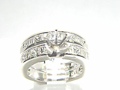 DIAMOND 9 PRINCESS SHAPE 8 BAGUETTE SHAPE ENGAGEMENT SETTING 6 PRONG FOR 7.80 MM