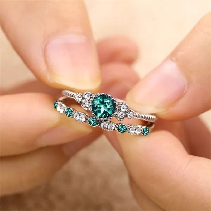 2Pcs/Set Classic 925 Sterling Silver round Cut Gemstones Sapphire Birthstone Bri