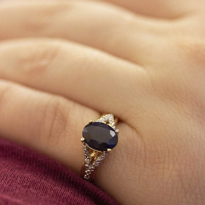 Sapphire and Diamond Ring in 14K Yellow Gold