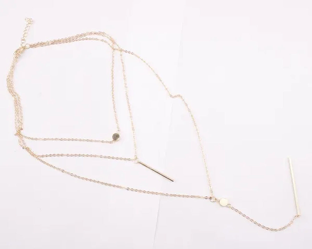 Elegant Multilayer Women Pendent Necklace Long Chain Necklace Bo