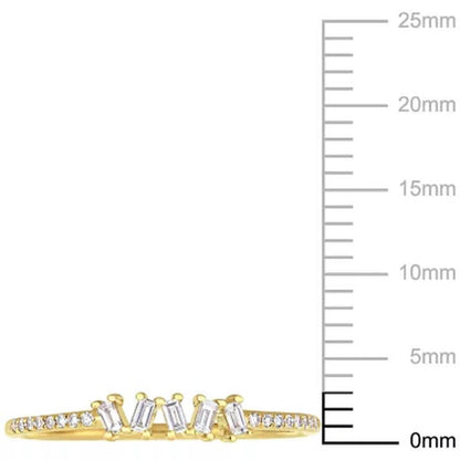 0.13 CT. T.W. Baguette and Round-Cut Diamond Five Stone Ring in 14K Yellow Gold