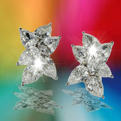 Classic Diamond Cluster Earring 12 F VS  pear shaped diamonds weighing 9.65 ct