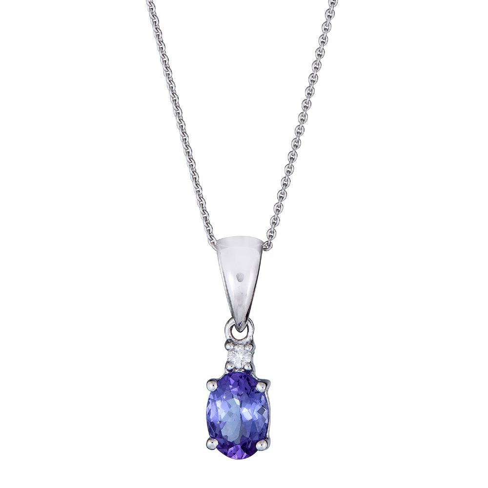 Gin & Grace 10KT WG Tanzanite and Diamond Accent Pendant Necklace