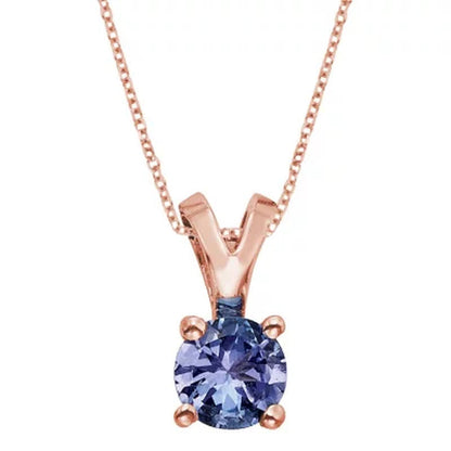4.5Mm round Tanzanite Pendant in 14K Gold