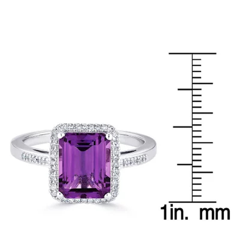 Amethyst and 0.14 CT. T.W. Diamond Ring in Sterling Silver
