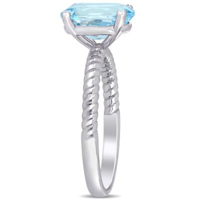 Aquamarine Promise Ring in 14K White Gold