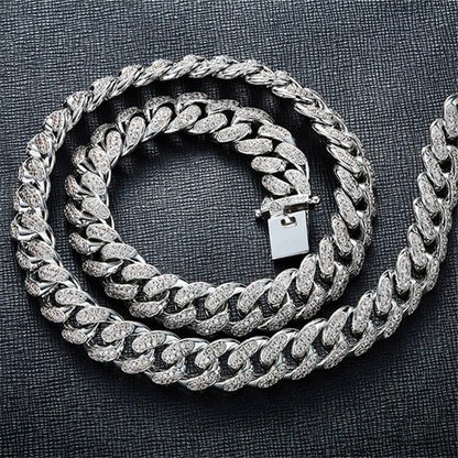 The Coolest Mens Gold / Silver Plated Chain Iced Diamond Thick Miami Cuban Link