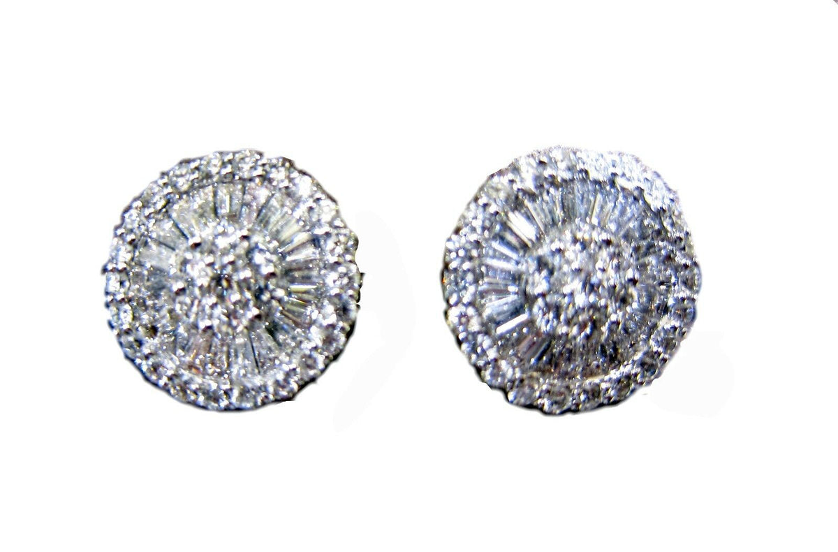 DIAMOND EARRING 58 ROUND BRILLIANT PRONG SET 42 BAGUETTE SHAPE DIAMOND EARRING