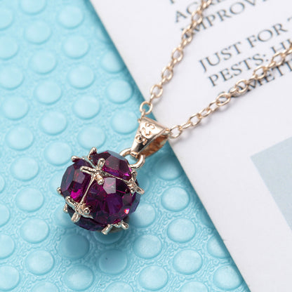 Personalized Rose Gold Necklace Diamond Ball Zircon Pendant