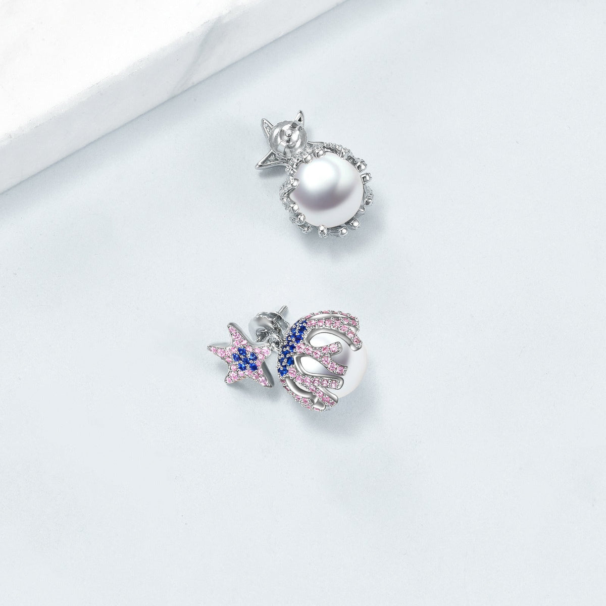 Starfish Earrings Pearl Stud Earrings Sterling Silver Jewelry for Women